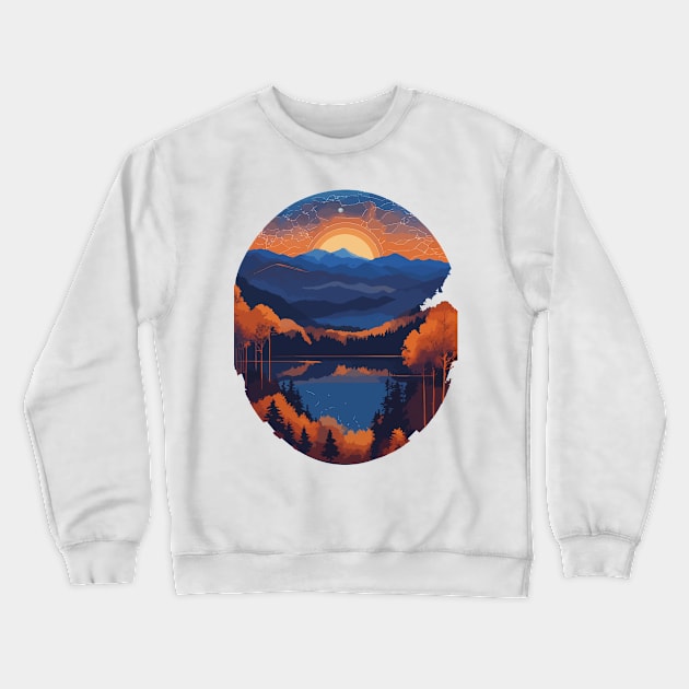 Smoky mountain silhouette Crewneck Sweatshirt by GraphiTee Forge